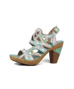 RXD SOFFIA | Genuine Leather Garden Print Swirl Heel Sandals - Cream 8 RXD SOFFIA | Genuine Leather Garden Print Swirl Heel Sandals - Cream