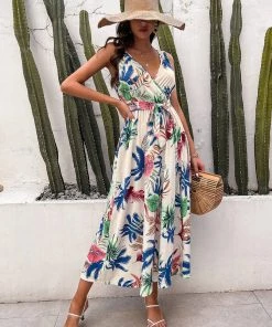YBL FRANCINE Floral Maxi Dress - Beige NEW ARRIVALS