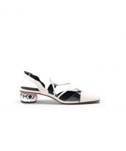 Jady Rose JadyRose | Genuine Leather Double Strap-Detail Point Toe Low Heel D'Orsay Pumps Sandals- Cream NEW ARRIVALS