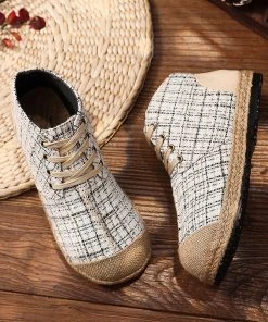 TC Classic Metallic Plaid Hi-Top Sneakers Espadrilles - Cactus Rose