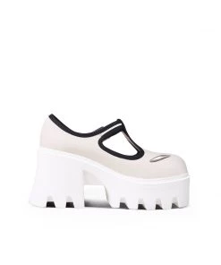 Jady Rose JadyRose | T-Strap Signature Chunky Heel Mary Jane - Cream