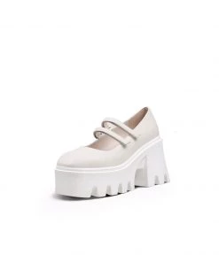 Jady Rose NEW ARRIVALS JadyRose | FILO Chunky Heel Ivory Leather Mary Jane