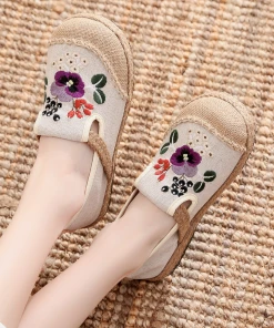 TC Cactus Rose | Embroidered Plum Bossom Espadrilles Sneakers Flat Shoes New In Shoes