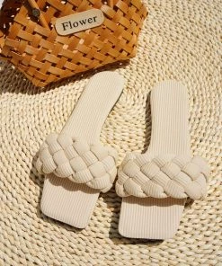 HT EN BLOOM | WOVEN BRAIDED UPPER SLIDES - IVORY NEW ARRIVALS