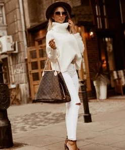 MY Smaibulun Doll | Cream Oversized Collar Turtleneck Knit Sweater New In Clothing