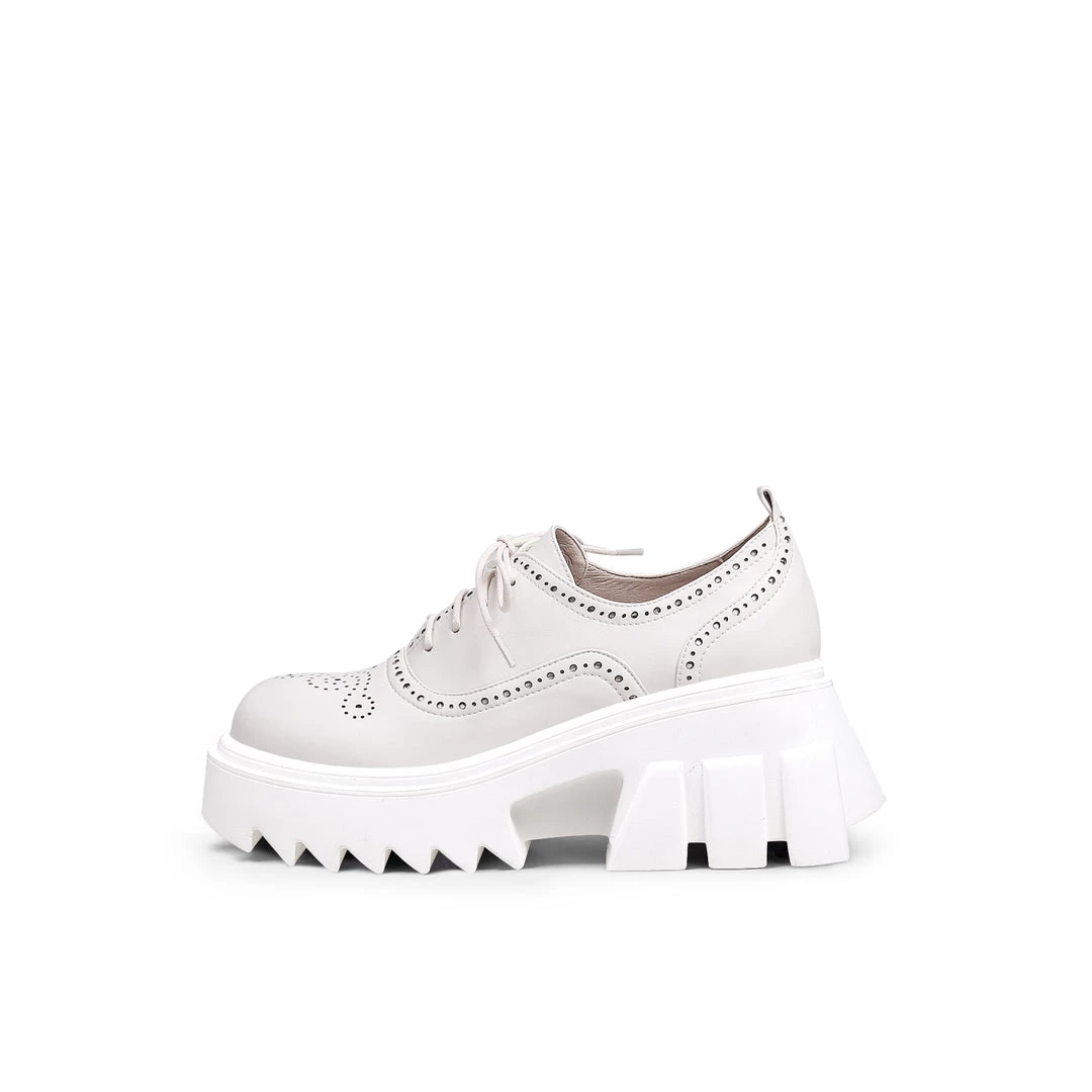 Jady Rose JadyRose | Vintage Black Genuine Leather Platform Oxford Shoes- Cream 4 Jady Rose JadyRose | Vintage Black Genuine Leather Platform Oxford Shoes- Cream