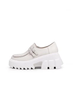 Jady Rose JadyRose | Chunky Heel Double-Buckle Loafer - Cream