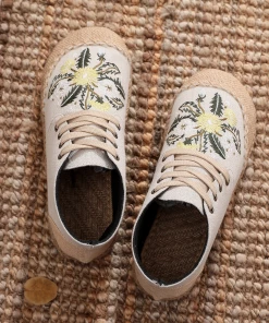TC New In Shoes Cactus Rose | Embroidered Dandelion Round Toe Hi-Top Sneakers Espadrilles
