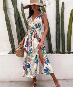 YBL FRANCINE Floral Maxi Dress - Beige NEW ARRIVALS