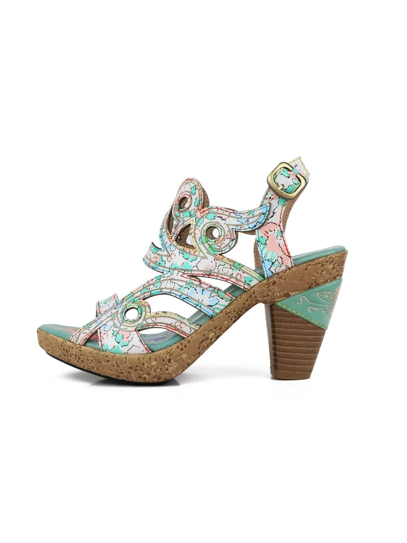 RXD SOFFIA | Genuine Leather Garden Print Swirl Heel Sandals - Cream 4 RXD SOFFIA | Genuine Leather Garden Print Swirl Heel Sandals - Cream