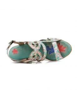 RXD SOFFIA | Genuine Leather Garden Print Swirl Heel Sandals - Cream 10 RXD SOFFIA | Genuine Leather Garden Print Swirl Heel Sandals - Cream