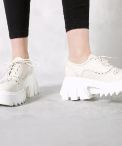 Jady Rose JadyRose | Vintage Black Genuine Leather Platform Oxford Shoes- Cream 9 Jady Rose JadyRose | Vintage Black Genuine Leather Platform Oxford Shoes- Cream