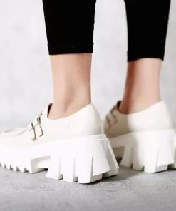 Jady Rose JadyRose | Chunky Heel Double-Buckle Loafer - Cream