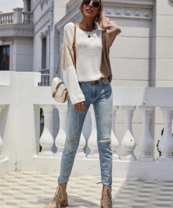 MY Smaibulun | GRANIA Two Tone Color Block Knit Sweater - Cream