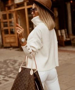 MY Smaibulun Doll | Cream Oversized Collar Turtleneck Knit Sweater New In Clothing