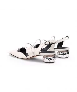 Jady Rose JadyRose | Genuine Leather Double Strap-Detail Point Toe Low Heel D'Orsay Pumps Sandals- Cream NEW ARRIVALS