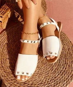 HT En Bloom | Cream Peep-Toes Studded Sandals