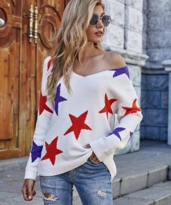 MY New In Clothing Smaibulun | Star Gal Low V Neck Cream Knit Jumper