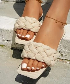 HT EN BLOOM | WOVEN BRAIDED UPPER SLIDES - IVORY NEW ARRIVALS