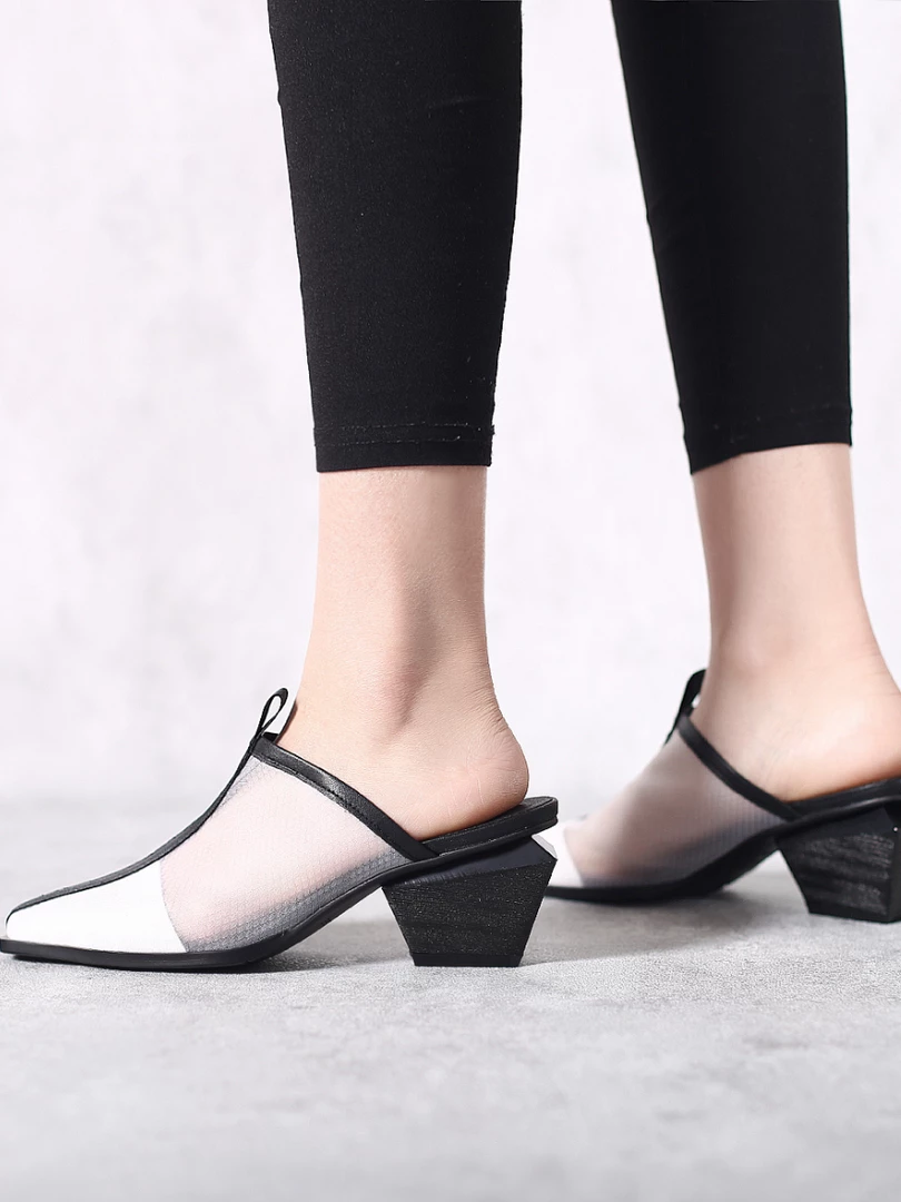 Jady Rose New In Shoes JadyRose | Geometry Block Point Toe Mid Heel Mules - Cream 2 Jady Rose New In Shoes JadyRose | Geometry Block Point Toe Mid Heel Mules - Cream