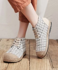 TC Classic Metallic Plaid Hi-Top Sneakers Espadrilles - Cactus Rose