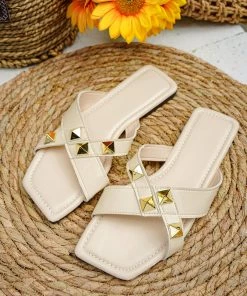 HT EN BLOOM | TALYA RIVET CRISS CROSS SLIDE APRICOT