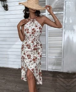 BFZY BONAFIQUE FLORAL DRESS - BEIGE