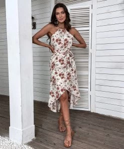 BFZY BONAFIQUE FLORAL DRESS - BEIGE