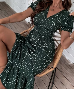 BFZY NEW ARRIVALS ANTHEM SPOTS DRESS - DARK GREEN