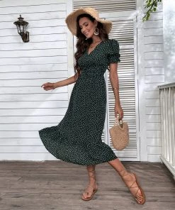 BFZY NEW ARRIVALS ANTHEM SPOTS DRESS - DARK GREEN