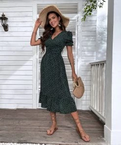 BFZY NEW ARRIVALS ANTHEM SPOTS DRESS - DARK GREEN