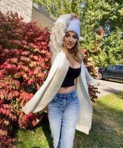 MY Smaibulun | Braid Open Knit Long Cardigan - Cream