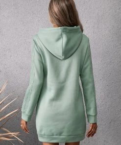 YBL New In Clothing Smaibulun | Lace Trim Sleeve Hoodie Dress