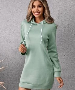 YBL New In Clothing Smaibulun | Lace Trim Sleeve Hoodie Dress