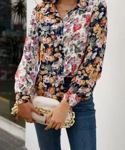 YBL New In Clothing Smaibulun | Floral Long-Sleeve Button-Up Blouse