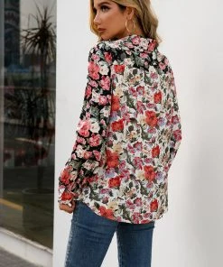 YBL New In Clothing Smaibulun | Floral Long-Sleeve Button-Up Blouse