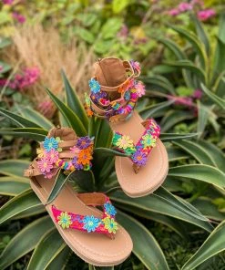 YL Colorful Floral Trimmed Gladiator Flat Sandals - EN BLOOM Shop Sandals 16 YL Colorful Floral Trimmed Gladiator Flat Sandals - EN BLOOM Shop Sandals