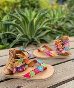 YL Colorful Floral Trimmed Gladiator Flat Sandals - EN BLOOM Shop Sandals 17 YL Colorful Floral Trimmed Gladiator Flat Sandals - EN BLOOM Shop Sandals