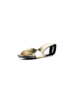 Jady Rose NEW ARRIVALS JadyRose | Twisted Upper Heel Genuine Leather Golden Slide