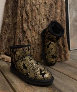 XH New In Shoes SMAIBULUN UGG™ | Embroidered Floral Faux Fur-Lined Leather Suede Boot