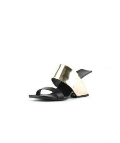 Jady Rose JadyRose | Open-Heel Leather Slide- Metallic Gold NEW ARRIVALS