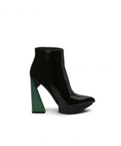 Jady Rose JadyRose | Black Green Triangled Leather High Heel Platform Boot 9 Jady Rose JadyRose | Black Green Triangled Leather High Heel Platform Boot