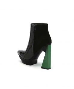Jady Rose JadyRose | Black Green Triangled Leather High Heel Platform Boot 12 Jady Rose JadyRose | Black Green Triangled Leather High Heel Platform Boot