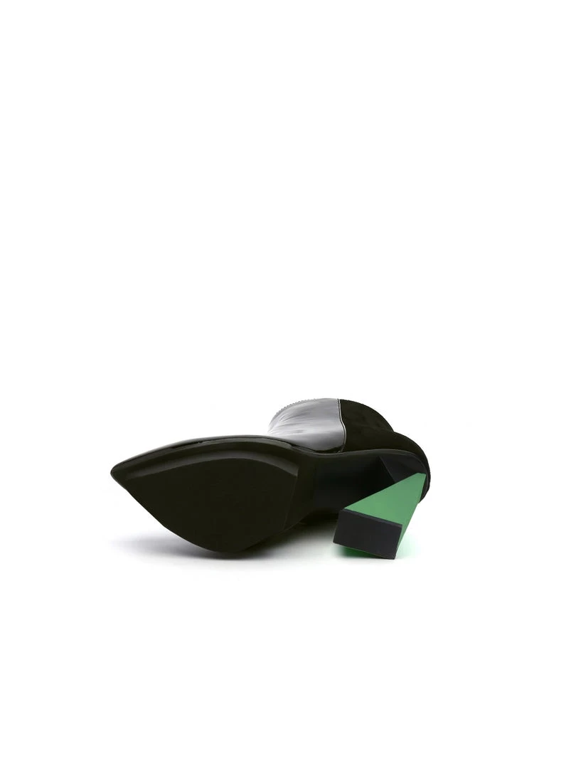 Jady Rose JadyRose | Black Green Triangled Leather High Heel Platform Boot 7 Jady Rose JadyRose | Black Green Triangled Leather High Heel Platform Boot