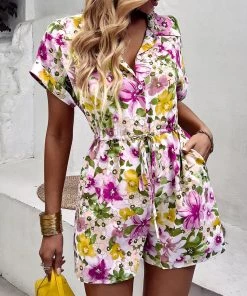 DY New In Clothing BERGAMOT PLAYSUIT - PURPLE FLORAL 8 DY New In Clothing BERGAMOT PLAYSUIT - PURPLE FLORAL