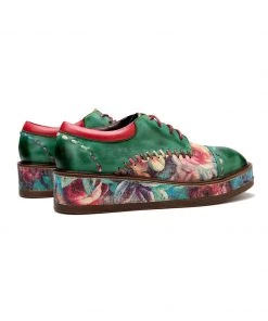 SOFFIA | Genuine Leather Brush Craft Emerald Art Floral Oxford Shoes NEW ARRIVALS