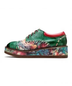 SOFFIA | Genuine Leather Brush Craft Emerald Art Floral Oxford Shoes NEW ARRIVALS