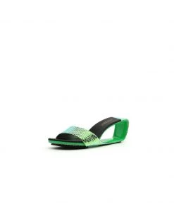 Jady Rose JadyRose | Open Twisted-Heel Leather Slide Sandal - Green