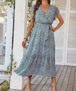 DY MARNIE MIDI DRESS - GREEN PRINT