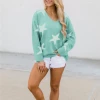 MY Smaibulun | Star Gal Low V Neck Knit Jumper - Green